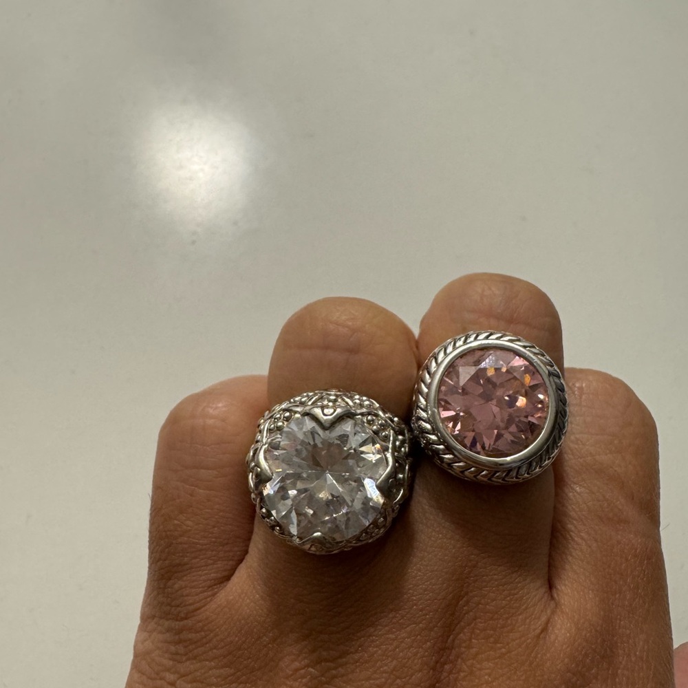Large Rhinestone 925 Cocktail Rings